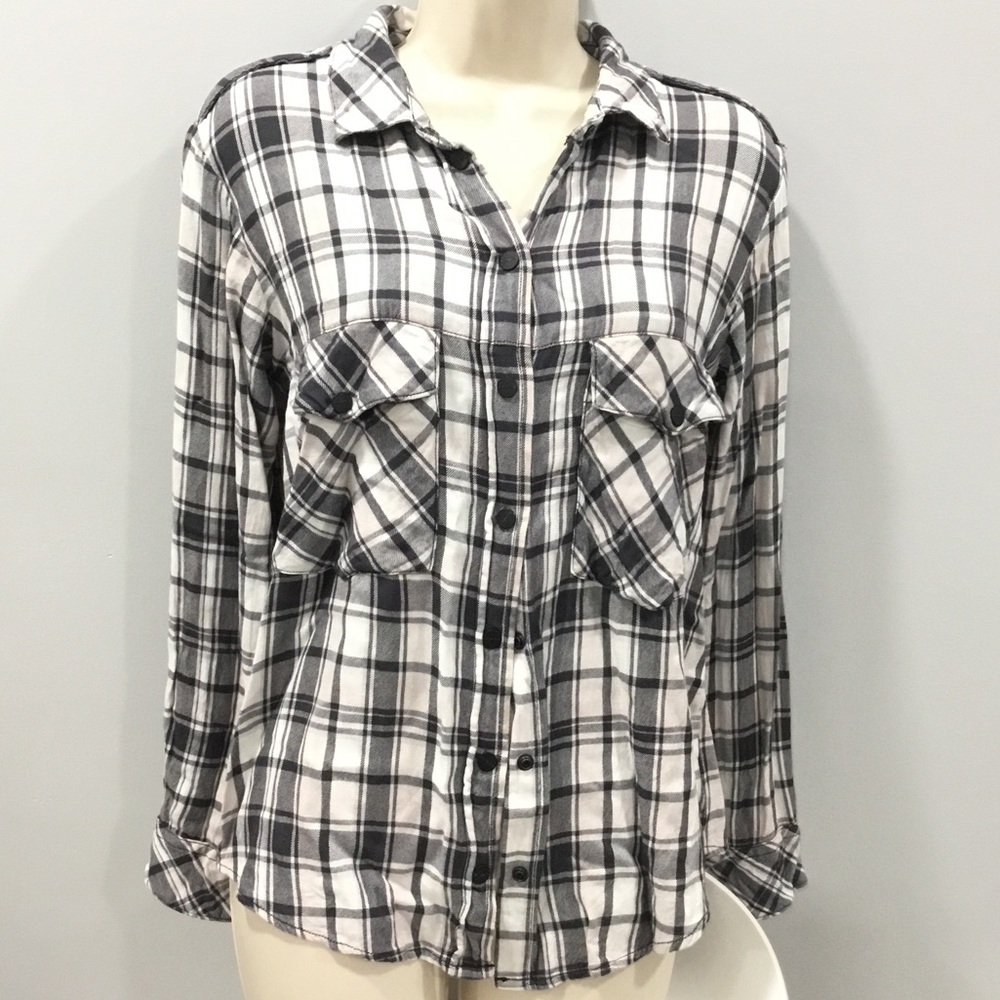 SANCTUARY Boyfriend Button Down Plaid Shirt Small